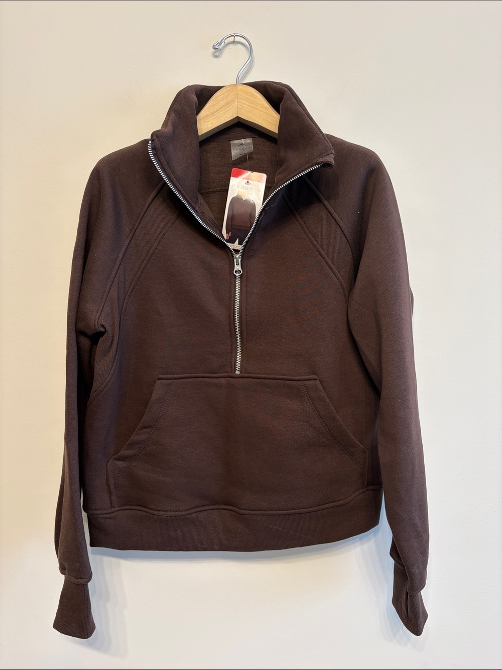 Danskin mocha brown zip sweater sz m medium new